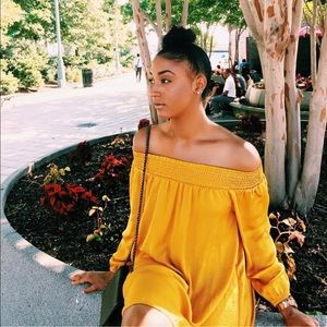 Mustard Off The Shoulder Dress